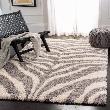 Safavieh 6 ft. 7 in. x 6 ft. 7 in. Portofino Shag Square Rug; Ivory & Grey PTS215A-7SQ